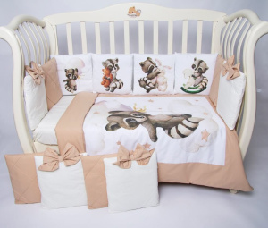 Peppy Комплект 6пр подуш Енотик с игрушками Премиум Панно