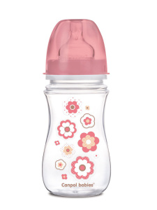 Canpol Бутылочка EasyStart 240мл 3+ Newborn baby розовый