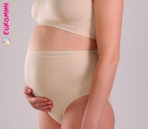Евромама Трусы бесшовные высокие с поддержкой живота бежевый