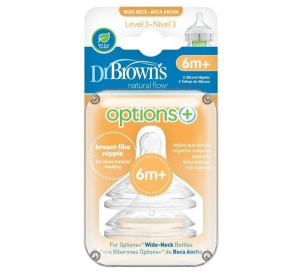 Д.Браун Соска силикон шир.горло 6м+ 2шт 