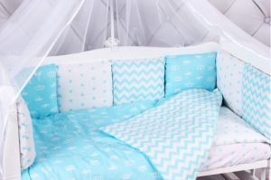 AMARO Бортик в кроватку 12пр Royal Baby бязь бирюз