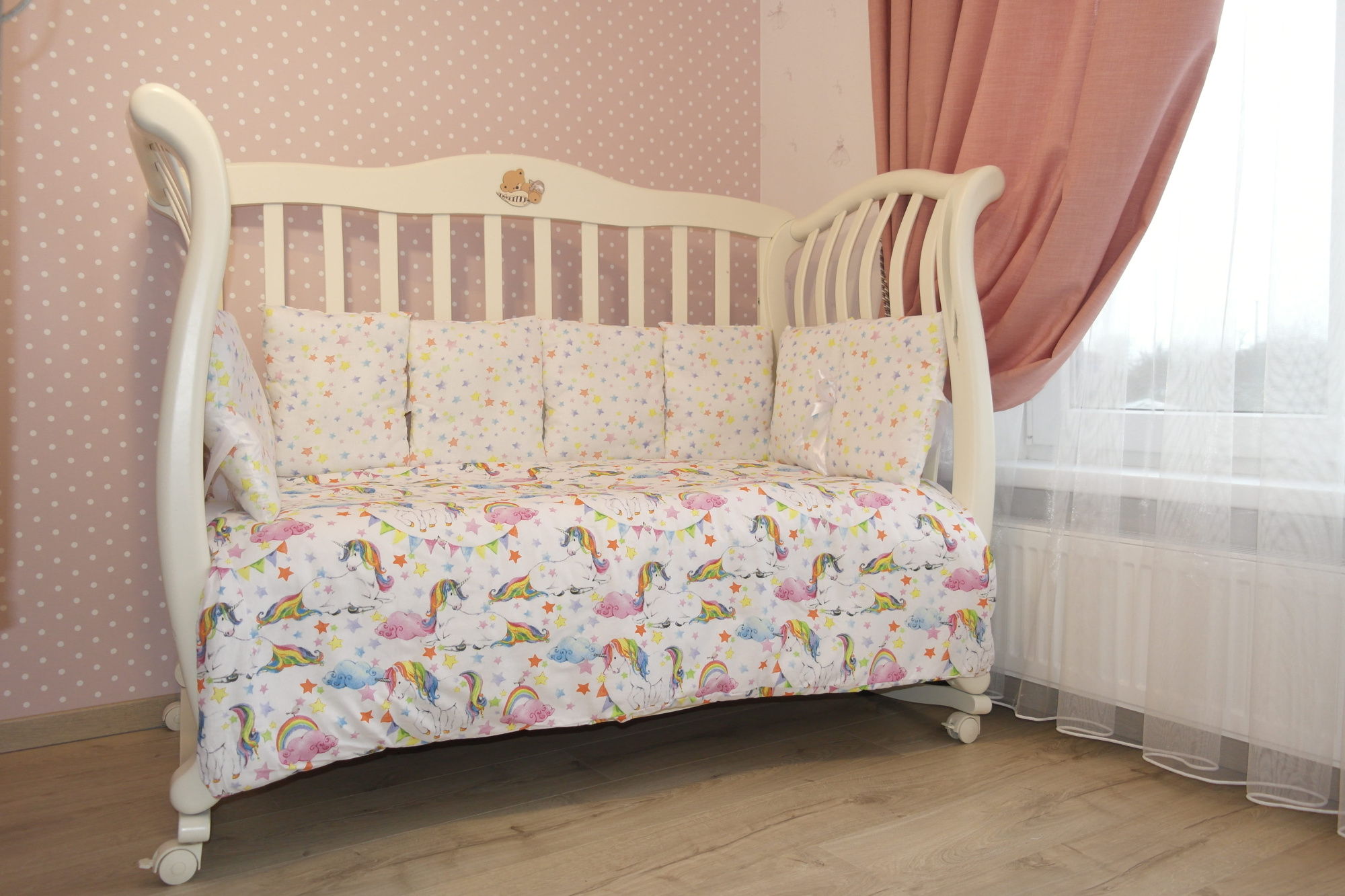 Комплект в кроватку подушками 6 предметов Волшебный Мир (поплин)2-min