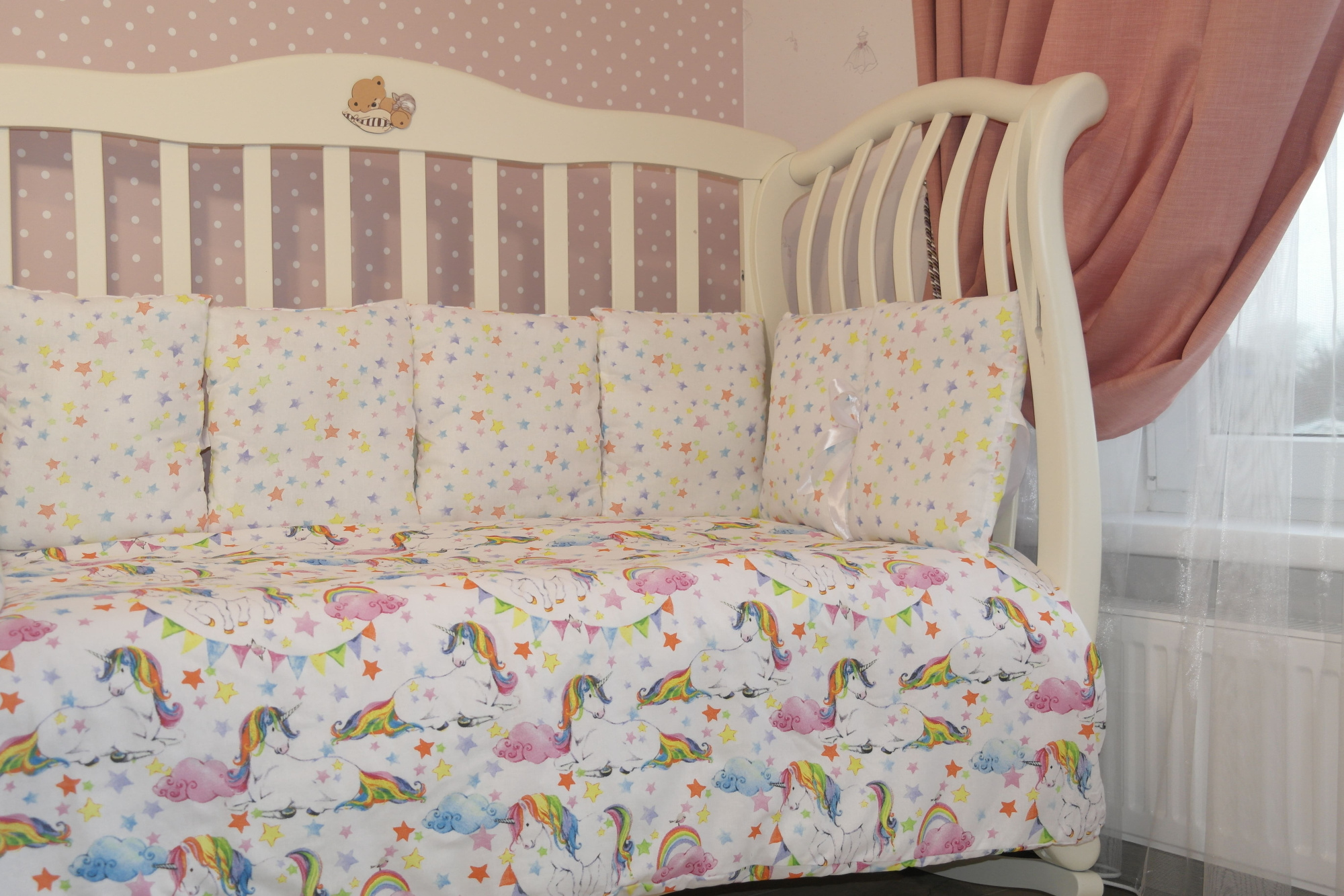 Комплект в кроватку подушками 6 предметов Волшебный Мир (поплин)1-min