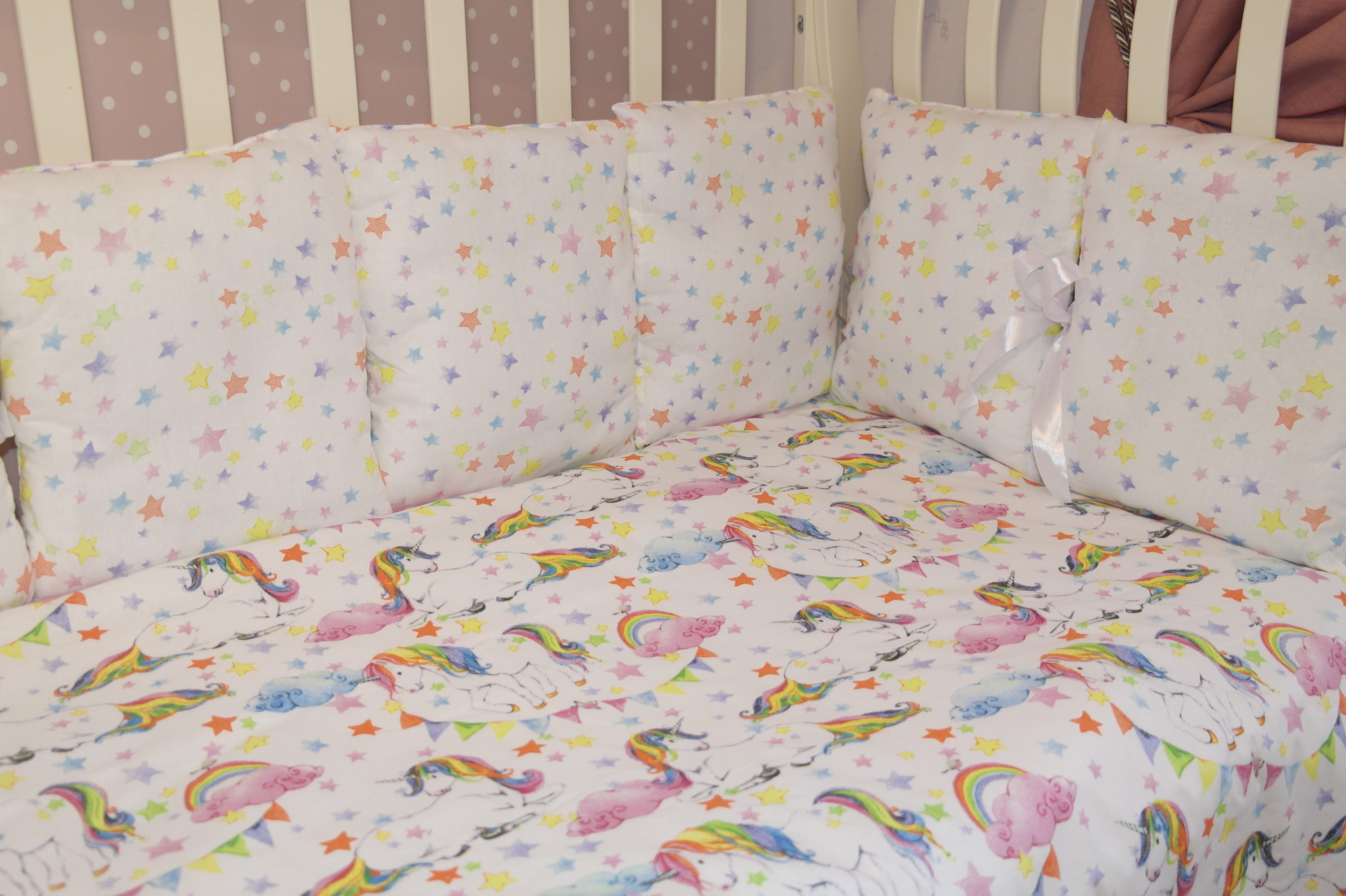 Комплект в кроватку подушками 6 предметов Волшебный Мир (поплин)3-min